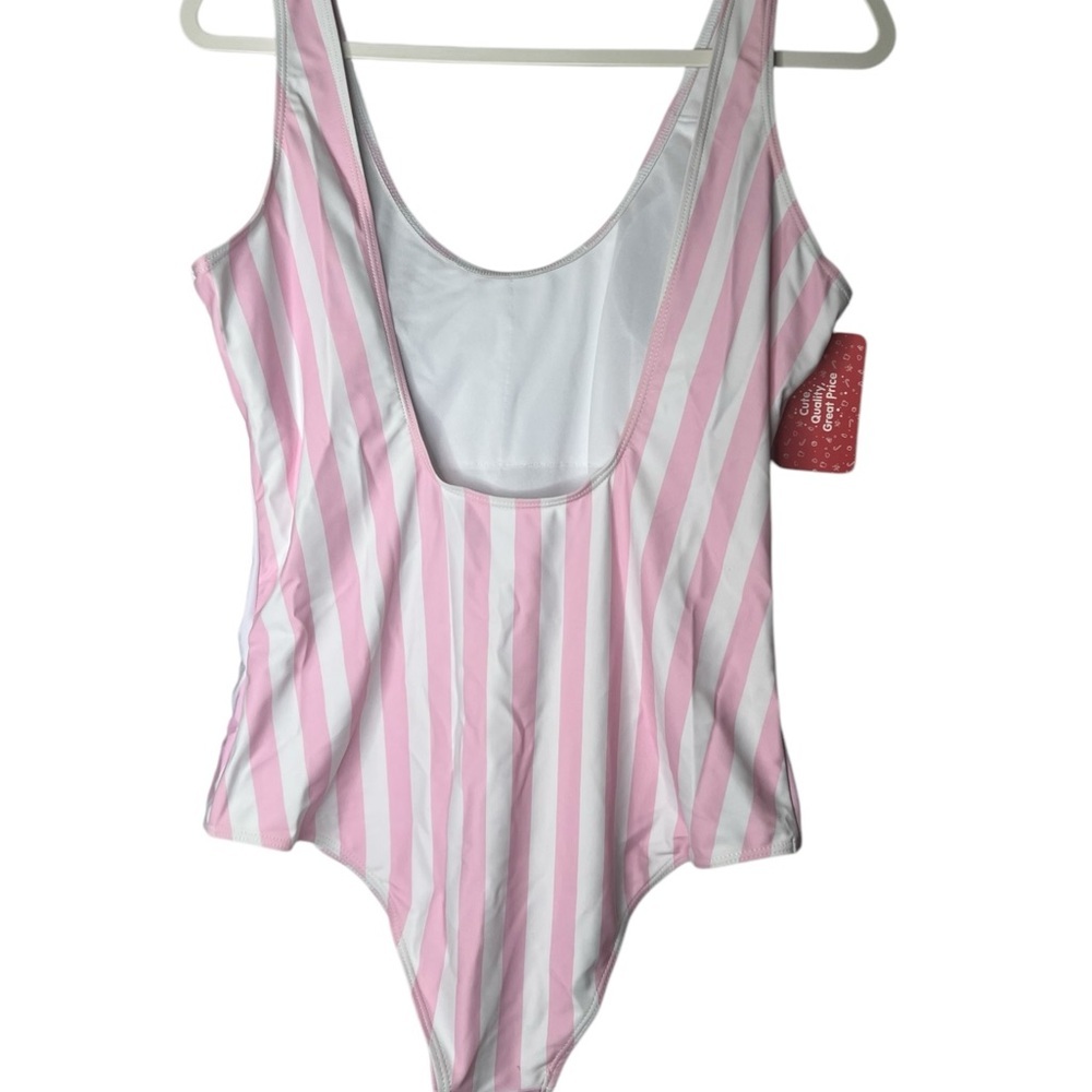 PATPAT  Womans Size XL Swimsuit One Piece Pineapple Pink Striped Build In Bra - Picture 3 of 11